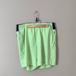 Birddogs Gym Shorts -- "The Thrusters" (Neon Green/Yellow w/ Blue Liner)